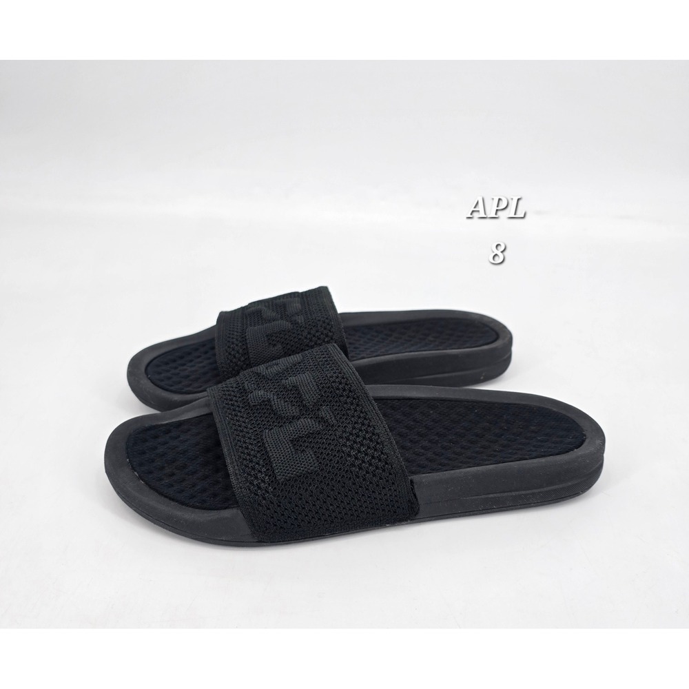 APL TechLoom Slide Women's 8 Black Knit Logo Athletic Recovery Sandals